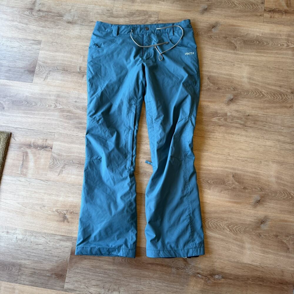 Nikita Women’s Cedar Ski Snowboard Waterproof Pants Sz Large Blue Teal Slim Fit